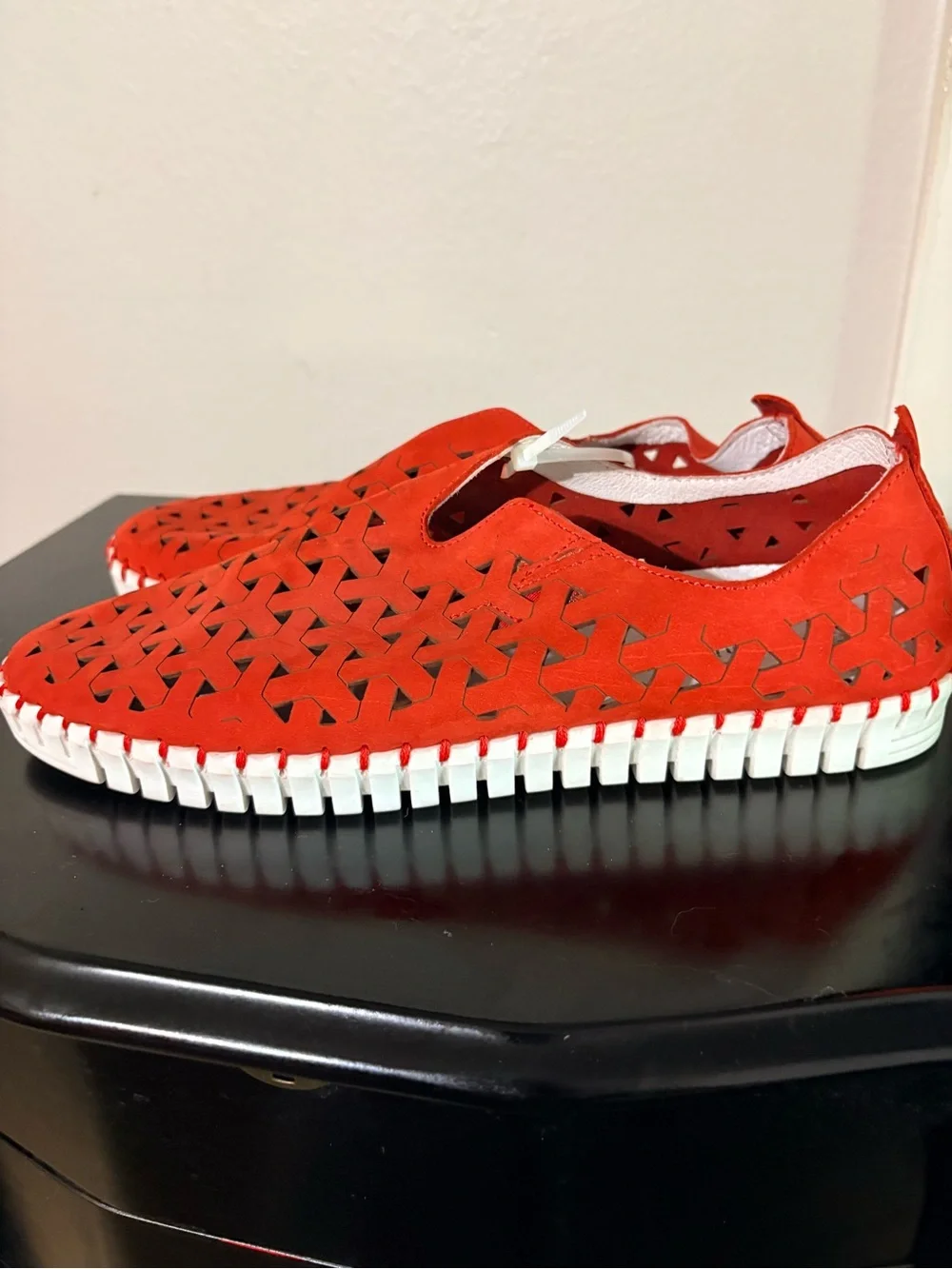 Eric Michael Orange Woven Slip-On Shoes - Picture 3 of 9